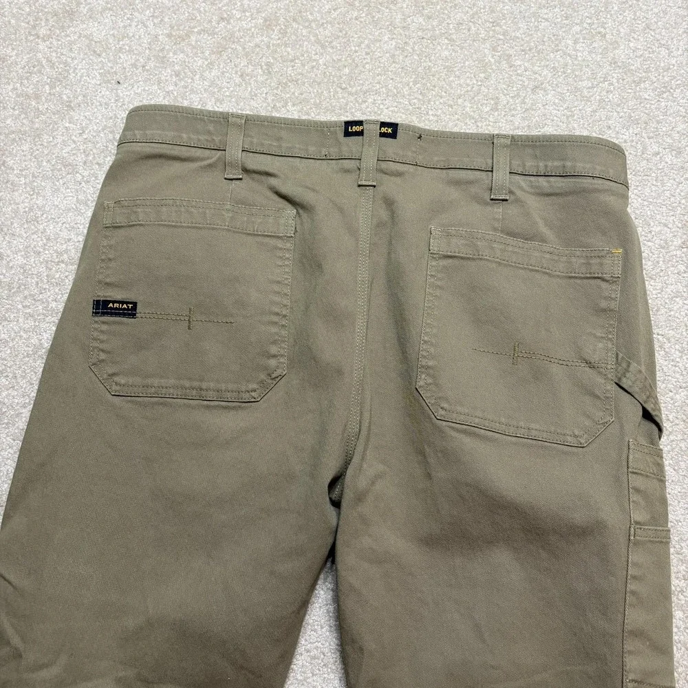 Ariat Rebar M4 Pants Mens 38x26.5 Khaki Relaxed Bootcut Work‎ Carpenter Utility